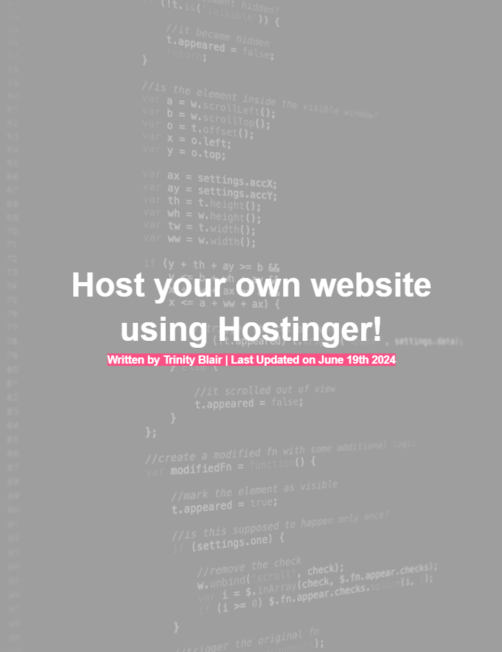 Host your own website using Hostinger!